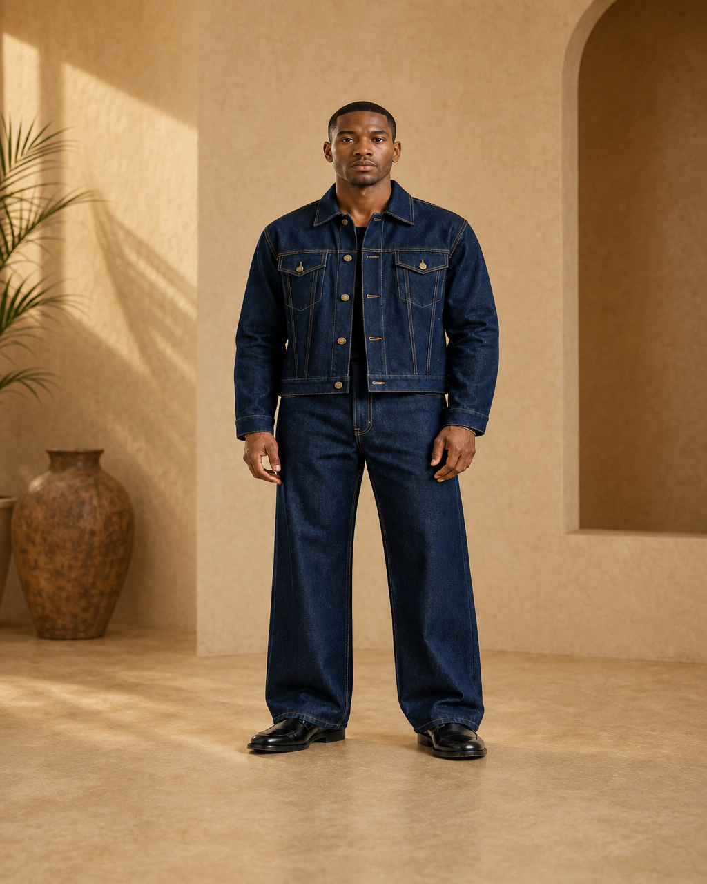 Model wearing or styling the Nico Indigo Denim Jacket