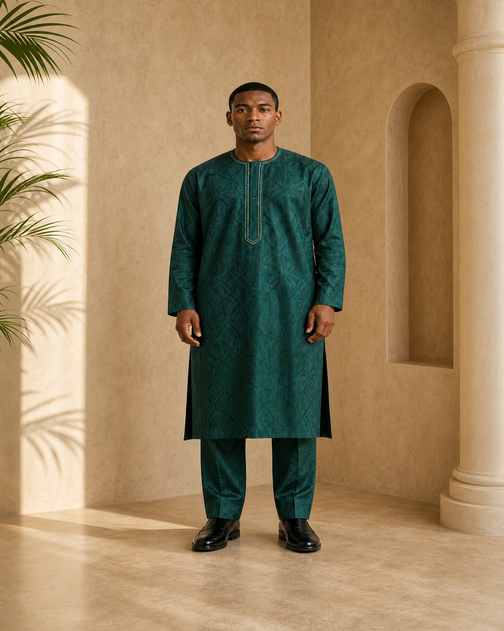 Model wearing or styling the Sekou Tailored Kaftan