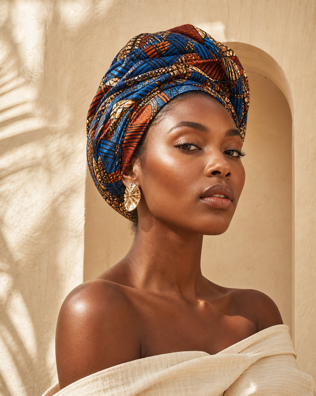 Model wearing or styling the Sika Patterned Headwrap